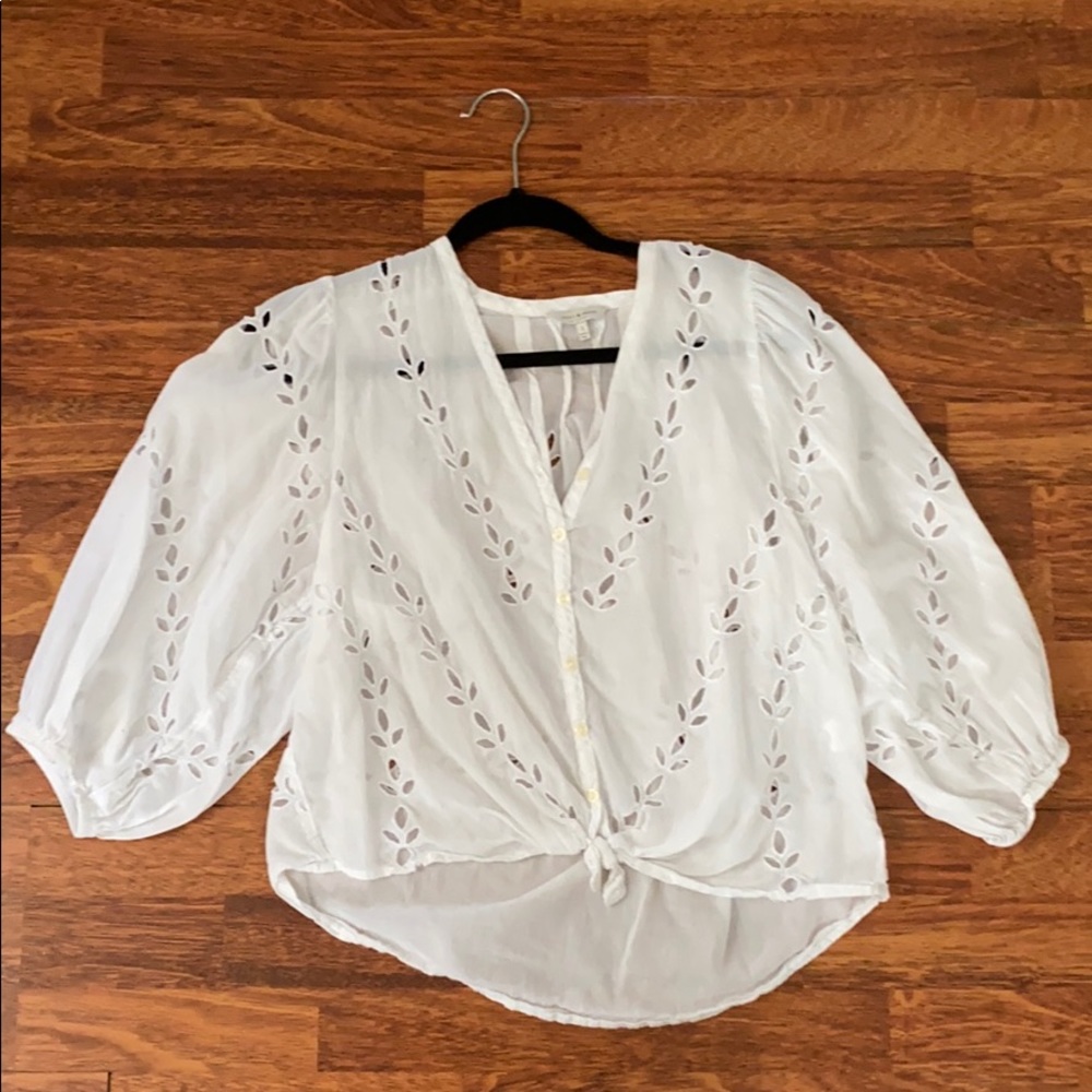 LUCKY BRAND - White Eyelet Blouse Flowy